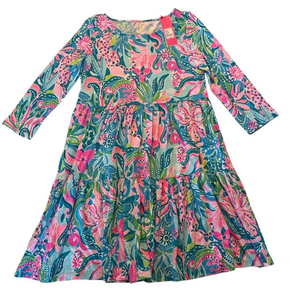 Lilly Pulitzer | Tiered 3/4 Sleeve Dress Tropical Print | Women’s Small | NWT